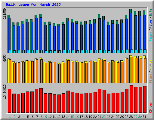 Daily usage for March 2025