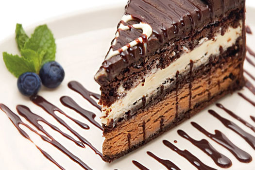 Connors has a made-for-sharing dessert menu, like this Chocolate Fudge Cake.